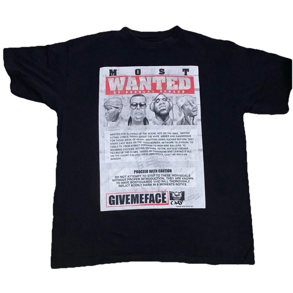 Y2K GiveMeFace Most Wanted Rappers T Shirt Hip Hop Streetwear 2XL Oversized‎
